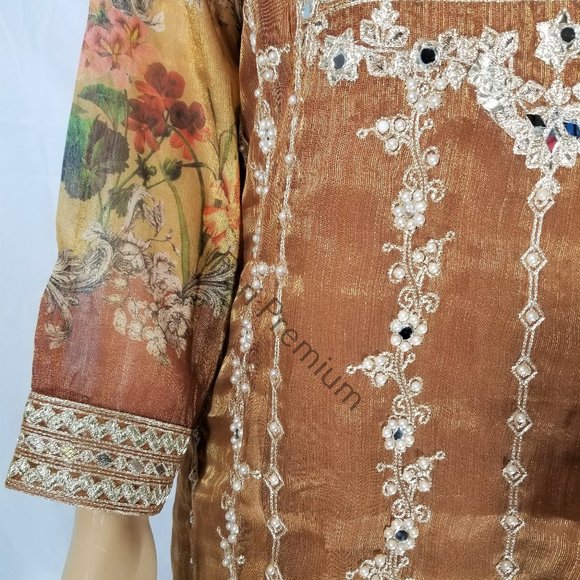 Banarsi Shaded Masuri Zardozi Embroidered Shalwar Kameez Pakistani/Indian L/45.5 - Picture 12 of 17